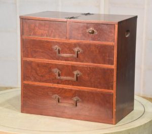 Japanese Burled Elm Sewing Box Width:305mm