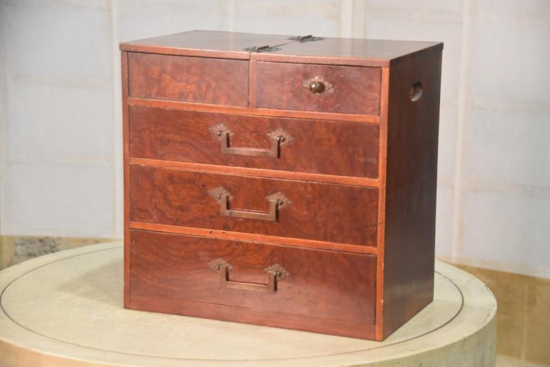 Japanese Burled Elm Sewing Box Width:305mm