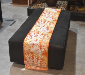 Fukuro Vintage Obi Table Runner with Cherry Blossoms Length:4000mm