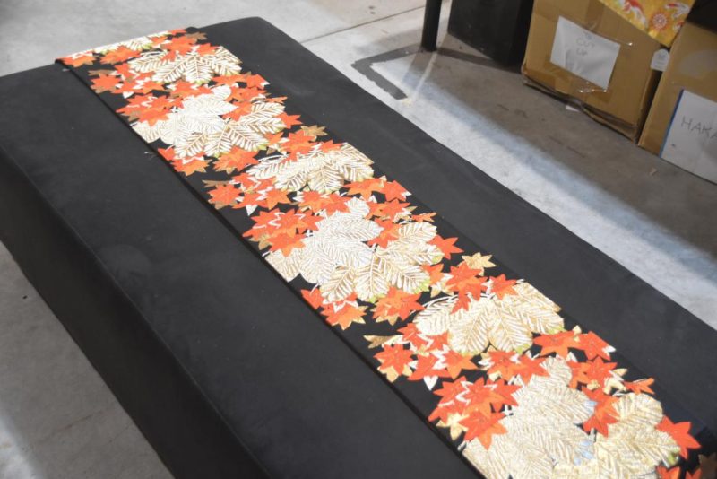 Fukuro Vintage Obi Table Runner with Pine and Maple Leaves Length:4000mm - Image 6