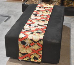 Japanese Red, Black Gold and Silver Obi Sash Width:4000mm