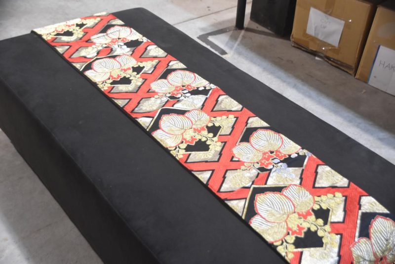Japanese Red, Black Gold and Silver Obi Sash Width:4000mm - Image 5