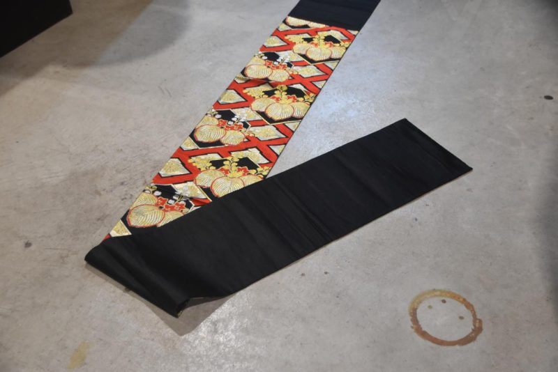 Japanese Red, Black Gold and Silver Obi Sash Width:4000mm - Image 3