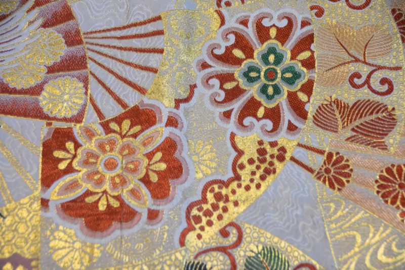Vintage Maru Obi Sash Table Runner with Fans and Cranes Length:4000mm - Image 7