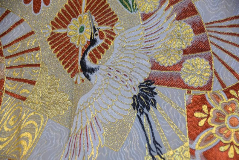Vintage Maru Obi Sash Table Runner with Fans and Cranes Length:4000mm - Image 6