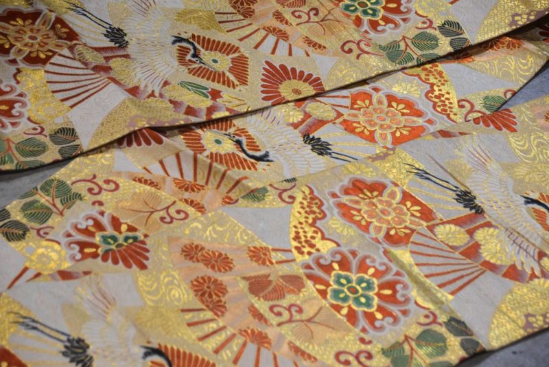 Vintage Maru Obi Sash Table Runner with Fans and Cranes Length:4000mm - Image 8