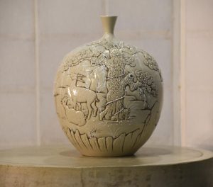Japanese Vase with Cranes and Deer