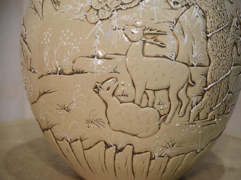 Japanese Vase with Cranes and Deer - Image 6