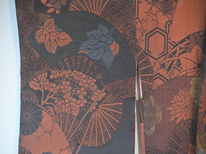 Vintage Black Silk Haori Jacket with Lacquered Threads - Image 3