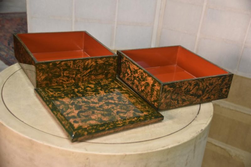 Japanese Wakasa Lacquer Jubako Stacking Lidded Box Width:245mm - Image 4