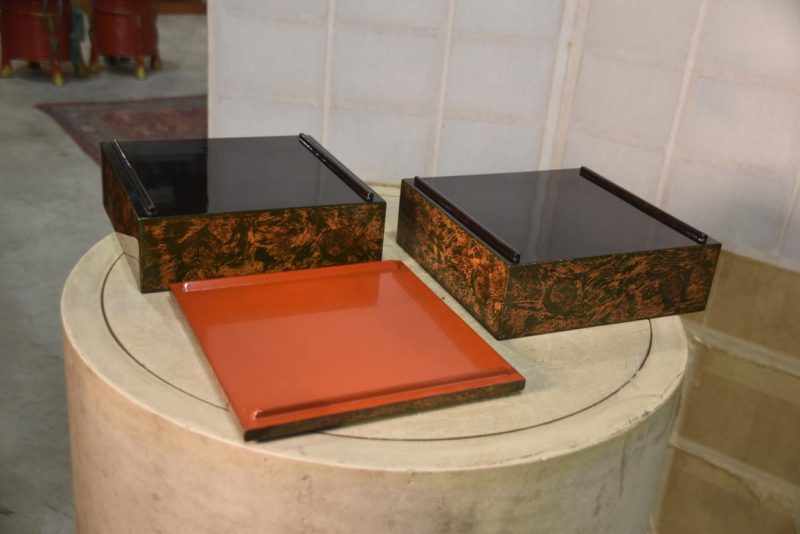 Japanese Wakasa Lacquer Jubako Stacking Lidded Box Width:245mm - Image 2