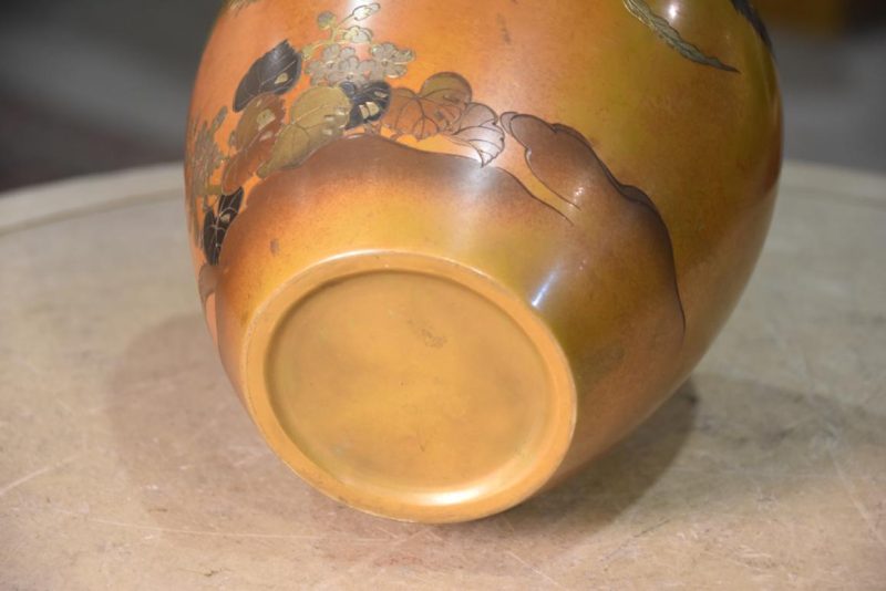 Japanese Bronze Vase with Phoenix Width:180mm - Image 8