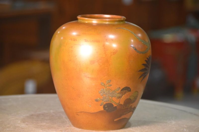 Japanese Bronze Vase with Phoenix Width:180mm - Image 3