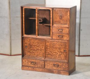 Vintage Burled Mulberry Chadansu Tea Utensil Chest Width:705mm