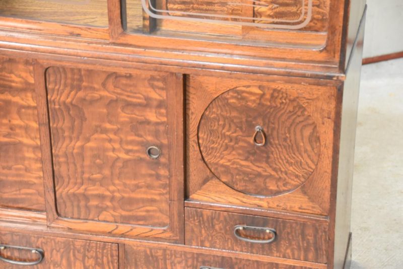 Vintage Burled Mulberry Chadansu Tea Utensil Chest (2 Sections) Width:780mm - Image 5
