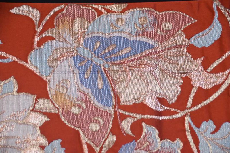 Red Vintage Obi Table Runner with Butterfly Designs Length:4000mm - Image 2