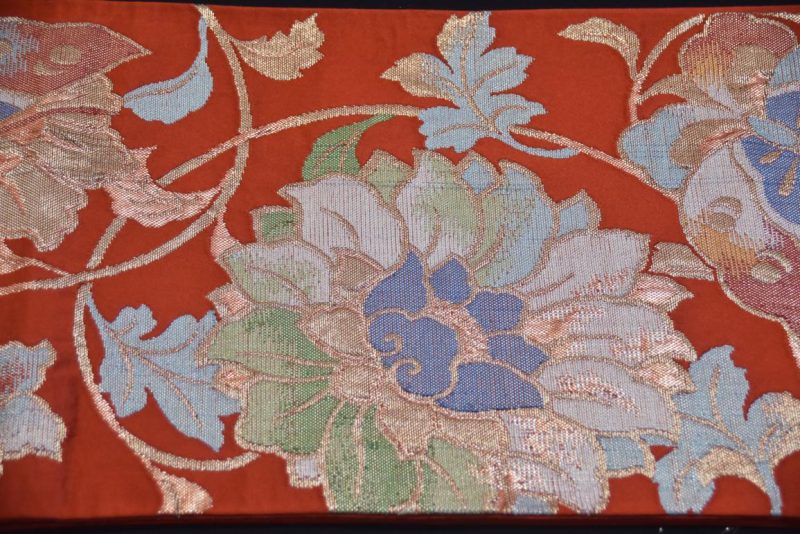 Red Vintage Obi Table Runner with Butterfly Designs Length:4000mm - Image 4