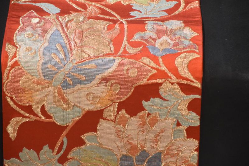Red Vintage Obi Table Runner with Butterfly Designs Length:4000mm - Image 3