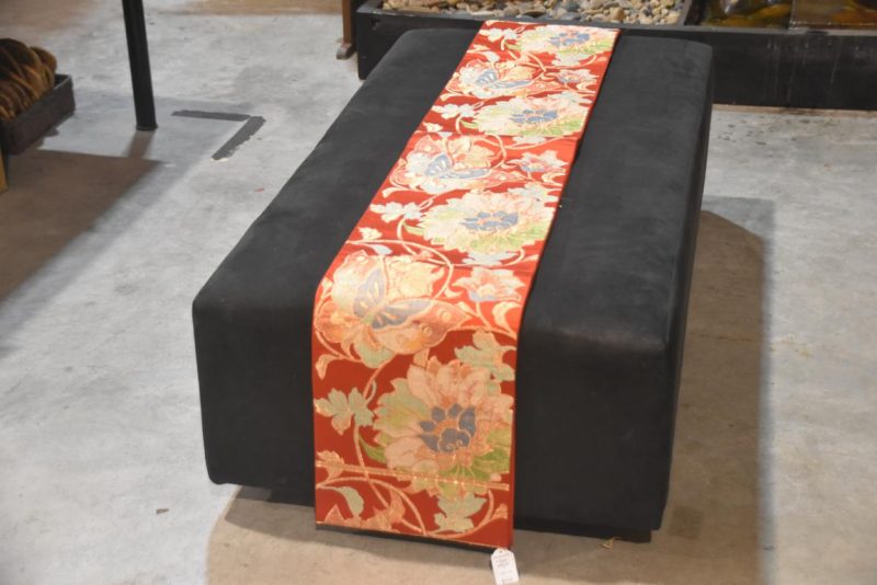 Red Vintage Obi Table Runner with Butterfly Designs Length:4000mm