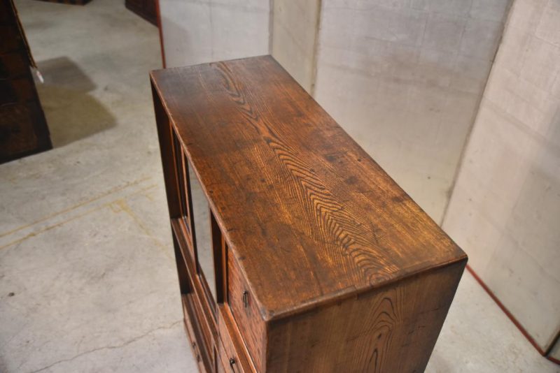 Vintage Burled Mulberry Chadansu Tea Utensil Chest Width:705mm - Image 7