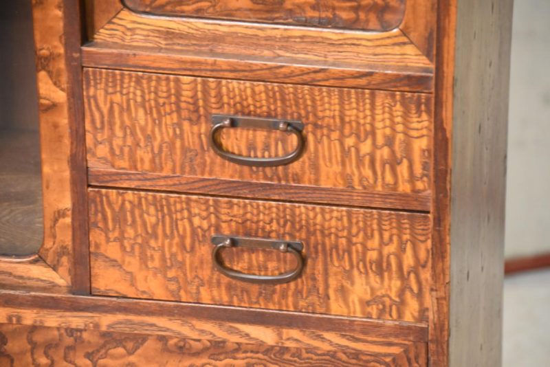 Vintage Burled Mulberry Chadansu Tea Utensil Chest Width:705mm - Image 4