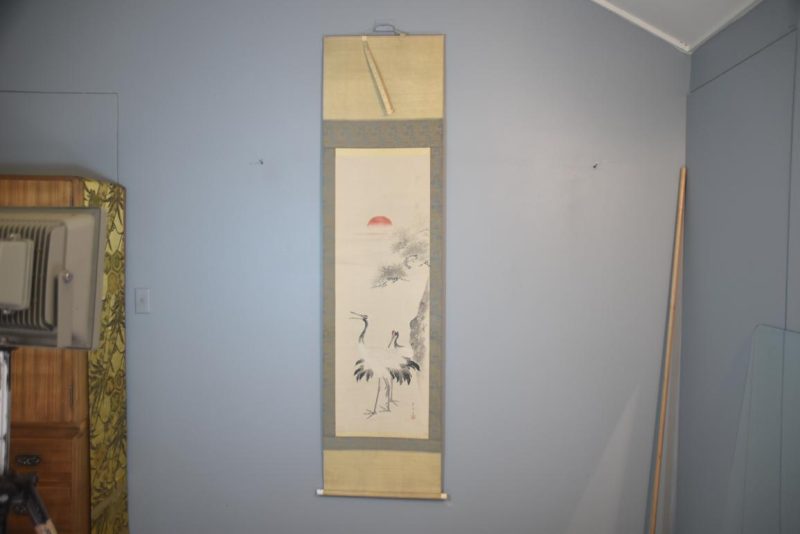 Japanese Crane and Rising Sun Scroll Height:2020mm - Image 4