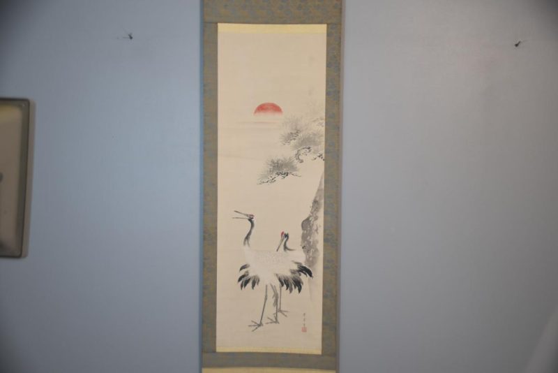 Japanese Crane and Rising Sun Scroll Height:2020mm - Image 3