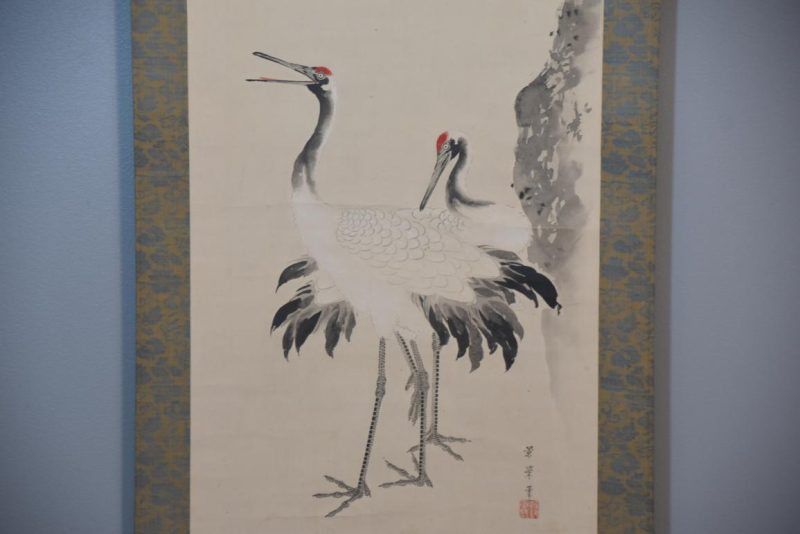 Japanese Crane and Rising Sun Scroll Height:2020mm