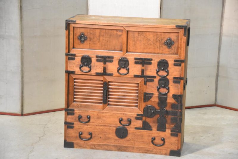 Antique Tokyo Merchant Chest Choba Dansu Width:805mm - Image 3