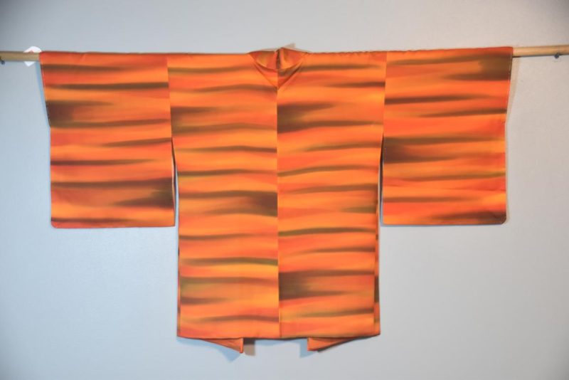 Orange Vintage Silk Haori Jacket - Image 7