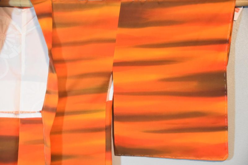 Orange Vintage Silk Haori Jacket - Image 4