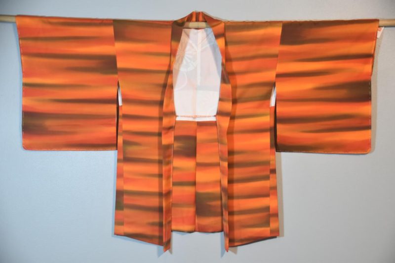 Orange Vintage Silk Haori Jacket - Image 3