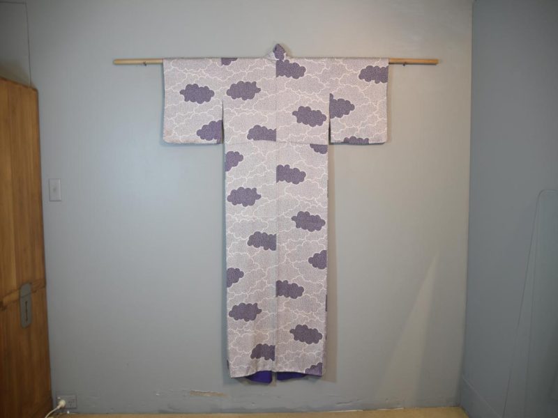 Purple Clouds Japanese Silk Kimono