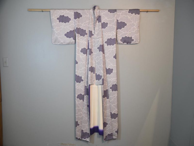Purple Clouds Japanese Silk Kimono - Image 4