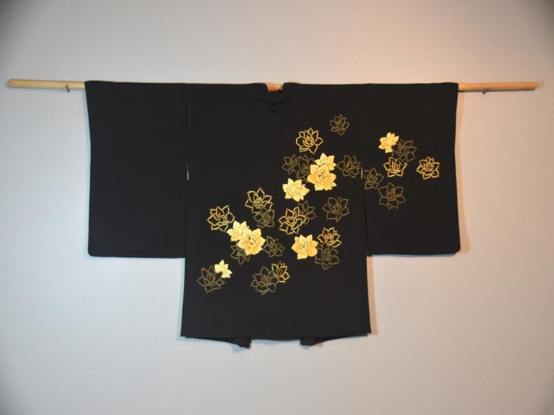 Buttery Silk Embroidered Roses Vintage Haori