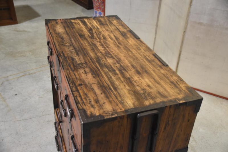 Antique Japanese Elm Merchant Chest Choba Dansu Width:810mm - Image 5