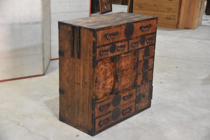 Antique Japanese Elm Merchant Chest Choba Dansu Width:810mm - Image 3