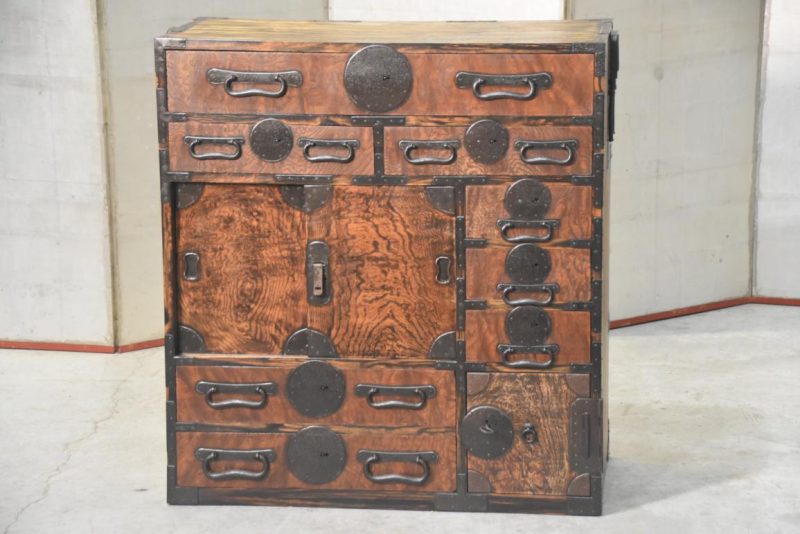 Antique Japanese Elm Merchant Chest Choba Dansu Width:810mm - Image 12