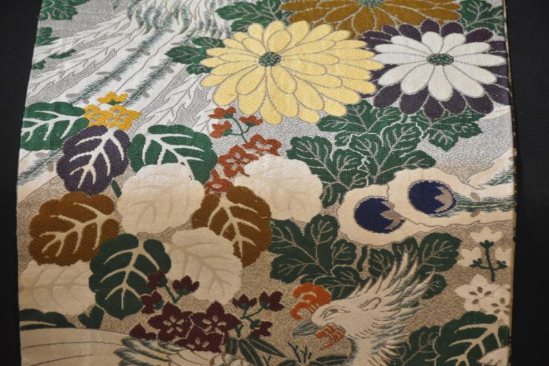 Vintage Maru Obi Sash Table Runner Decorated with Phoenix Length:4000mm - Image 2