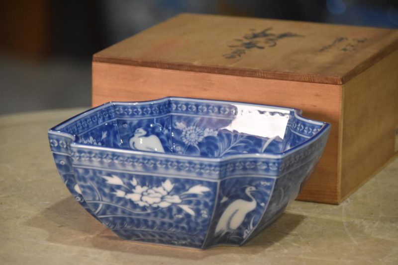 Blue and White Porcelain Bowl decorated with Egrets Width:170mm - Image 3