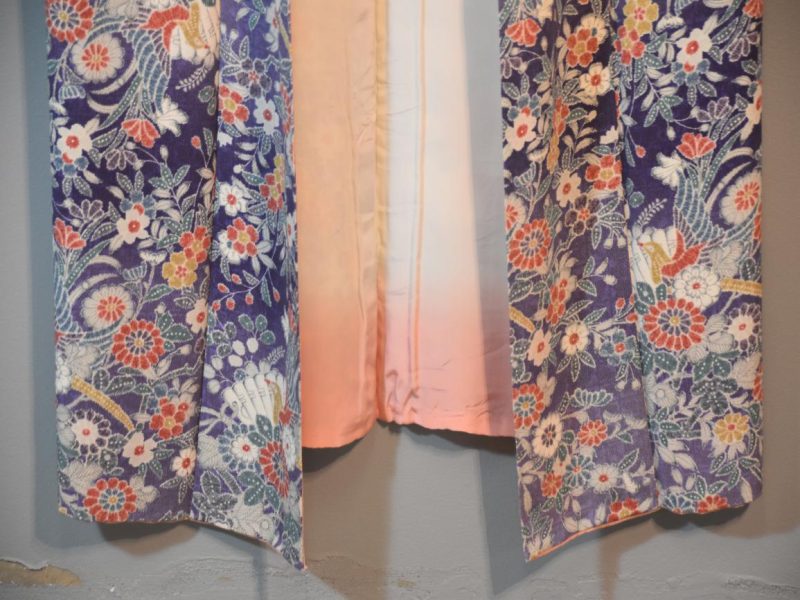 Chrysanthemum and Birds Vintage Silk Crepe Kimono - Image 8