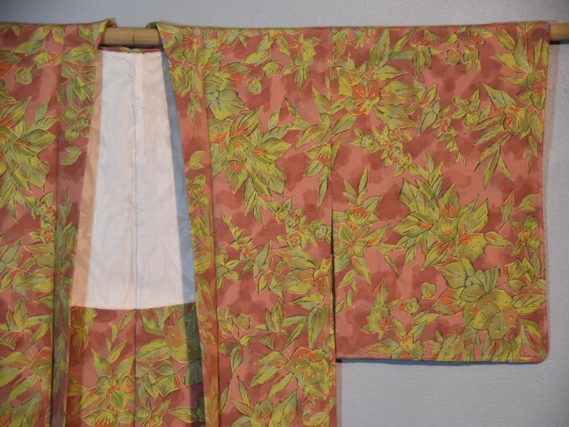 Lime Green Vintage Silk Haori Jacket - Image 4
