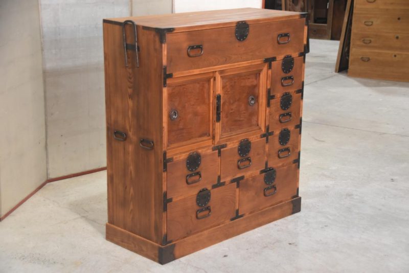 Antique Japanese Elm Merchant Chest Choba Dansu Width:965mm - Image 3