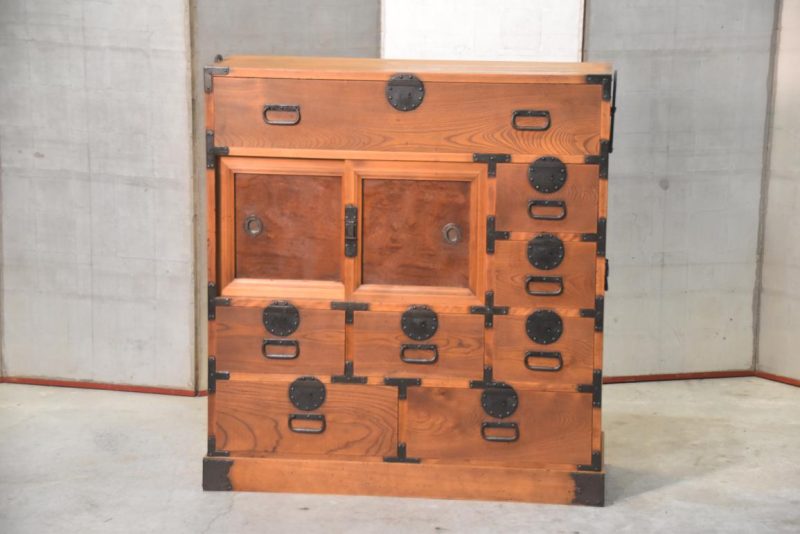 Antique Japanese Elm Merchant Chest Choba Dansu Width:965mm - Image 11