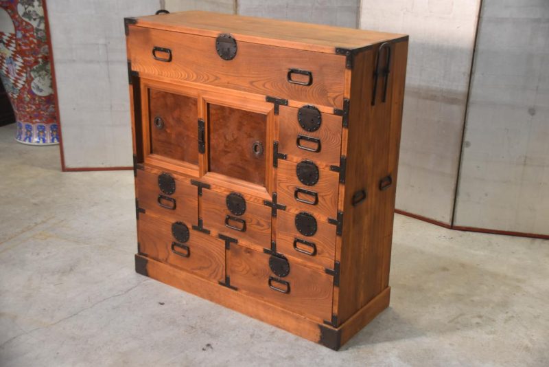 Antique Japanese Elm Merchant Chest Choba Dansu Width:965mm - Image 8