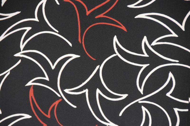 Black with Leaf Designs Vintage Silk Haori - Image 2