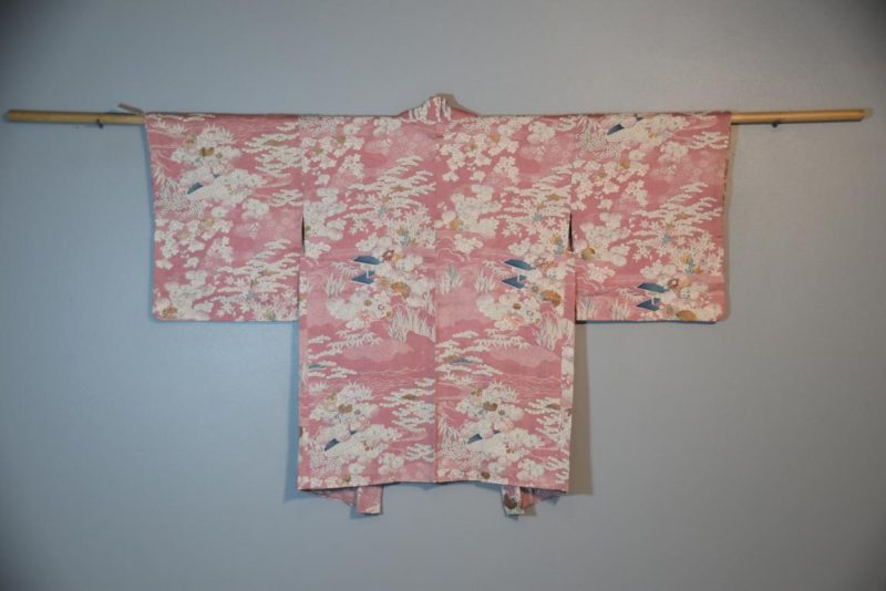 Pink with Garden Scenes Vintage Silk Haori