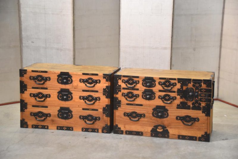 Antique Matsumoto Region Clothing Chest 2 Sections Width:870mm's - Image 2