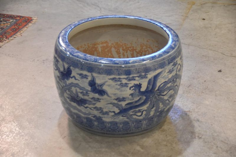 Antique Japanese Blue and White Porcelain Hibachi Width:520mm - Image 5
