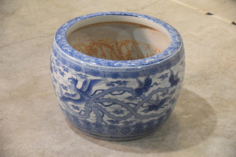 Antique Japanese Blue and White Porcelain Hibachi Width:520mm - Image 4